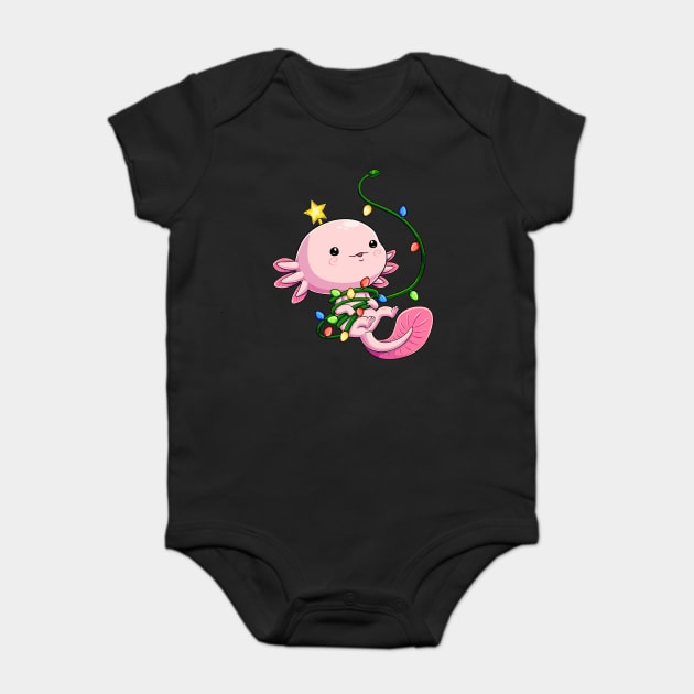 Holiday Glow: Axolotl's Christmas Lights Baby Bodysuit by GoshWow®